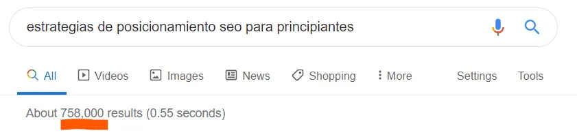Ejemplo de búsqueda en Google para redacción SEO