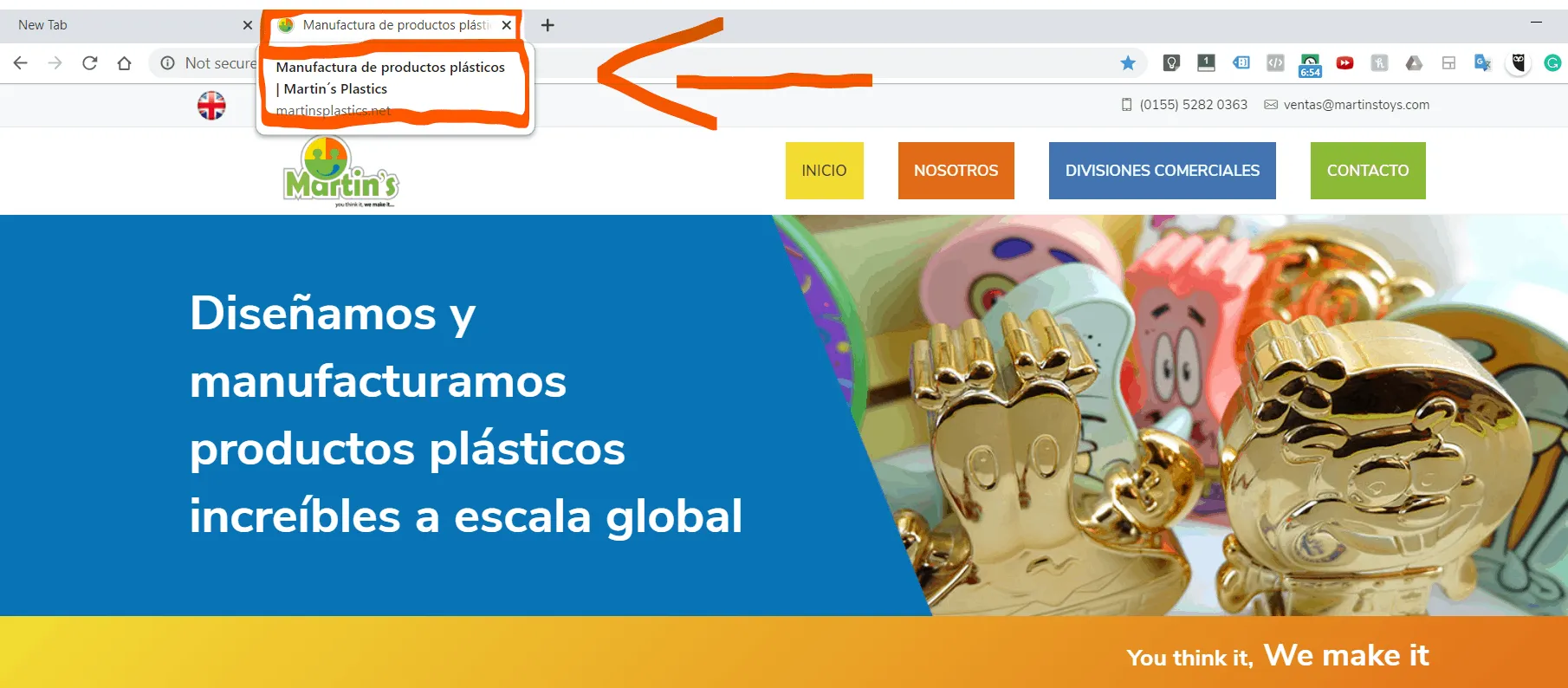 Captura de pantalla de un sitio web donde se aprecia el Title