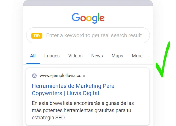 Ejemplo de etiqueta title correcta para Redacción SEO