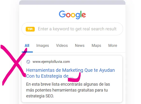 Ejemplo de etiqueta title incorrecta para Redacción SEO