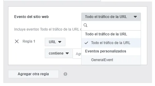 Conversión de evento en Facebook Business Manager