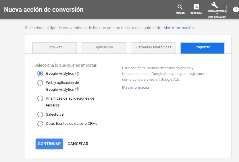 Importar conversiones a Google Ads desde Analytics para conversiones en marketing digital