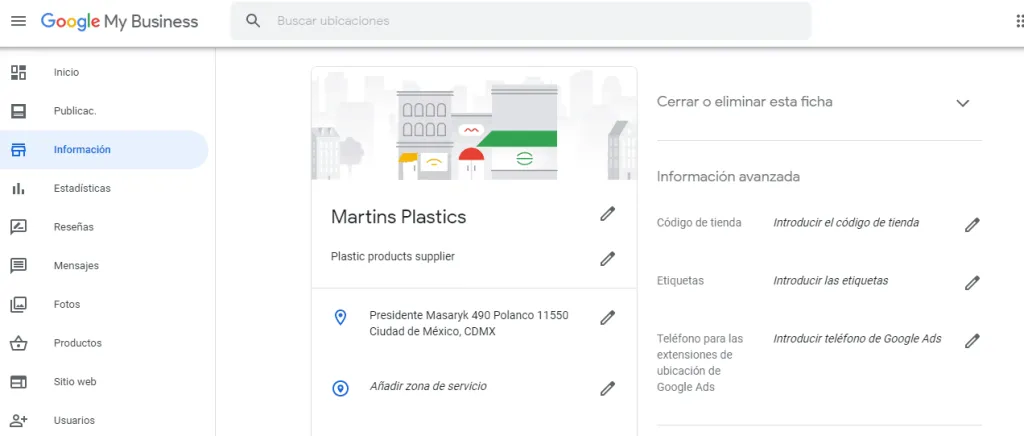 Google My Business ejemplo