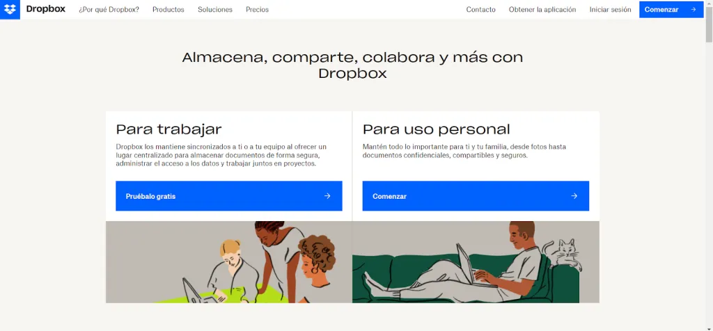dropbox landing page