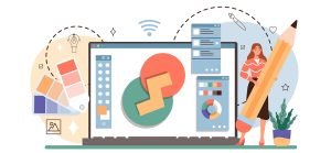 Ilustración de una persona realizando un diseño web