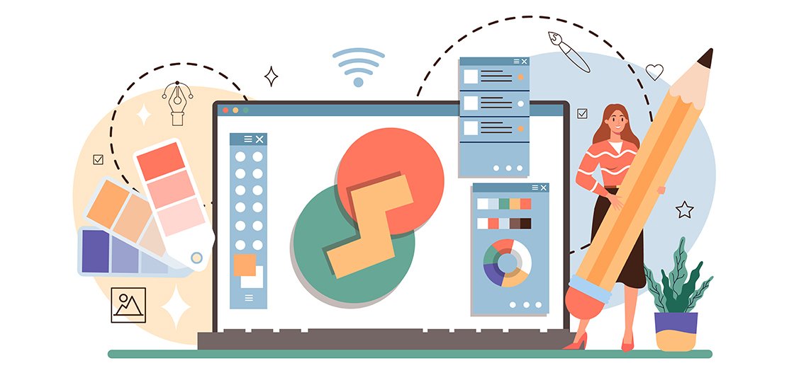 Ilustración de una persona realizando un diseño web