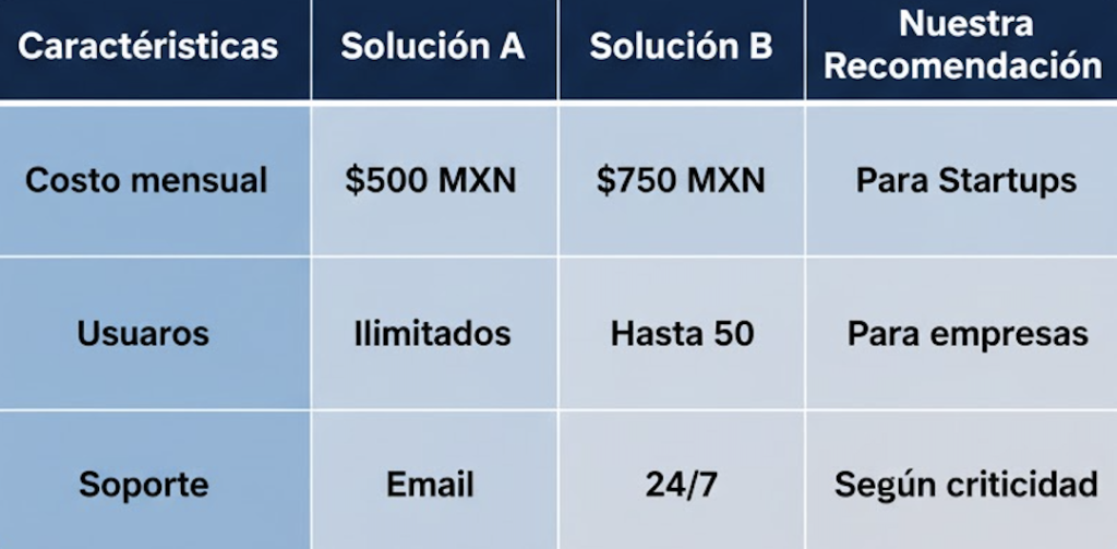 Tabla comparativas recomendaciones de uso de Google Search IA